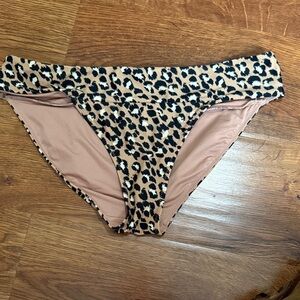 aerie Leopard Print Bikini Bottoms in Tan and Black